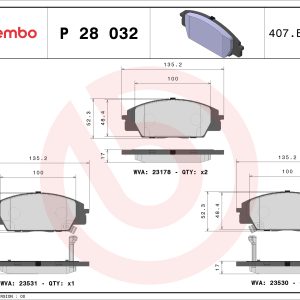 Placute frana HONDA CIVIC VII Hatchback (EU, EP, EV) 2.0 Type-R (EP3) benzina 200 cai BREMBO P 28 032