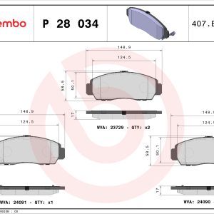 Placute frana HONDA CIVIC VIII limuzina (FD, FA) 1.3 (FD3) benzina 116 cai BREMBO P 28 034