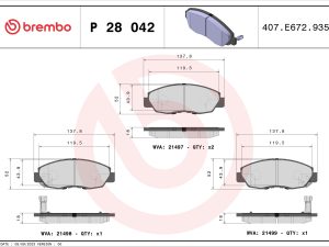 Placute frana HONDA CIVIC IX limuzina (FB) 1.8 (FB2) benzina 141 cai BREMBO P 28 042