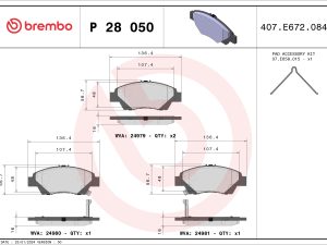 Placute frana HONDA CR-Z (ZF) 1.5 IMA (ZF1) benzina/elector 124 cai BREMBO P 28 050