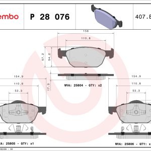 Placute frana HONDA CIVIC X hatchback (FC_, FK_) 1.0 VTEC (FK6) benzina 129 cai BREMBO P 28 076