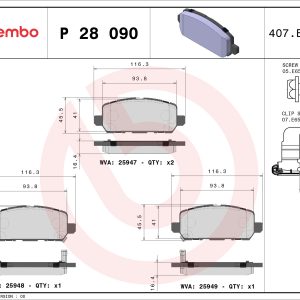 Placute frana HONDA HR-V (RU) 1.5 (RU1) benzina 130 cai BREMBO P 28 090