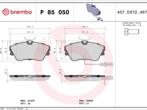 Placute frana HONDA CIVIC VIII limuzina (FD, FA) 1.8 (FD1, FD7, FA1) benzina 140 cai BREMBO P 85 050