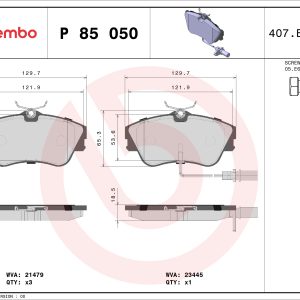 Placute frana HONDA CIVIC VIII limuzina (FD, FA) 1.8 (FD1, FD7, FA1) benzina 140 cai BREMBO P 85 050