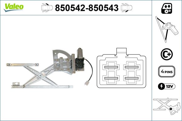 Mecanism actionare geam HONDA CIVIC VII Hatchback (EU, EP, EV) 1.4 i (EP1, EU7) benzina 75 cai VALEO 850542