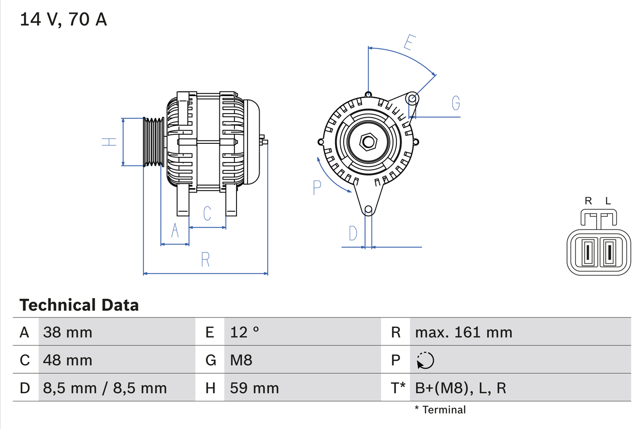 Alternator HYUNDAI GETZ (TB) 1.1 benzina 63 cai BOSCH 0 986 049 570