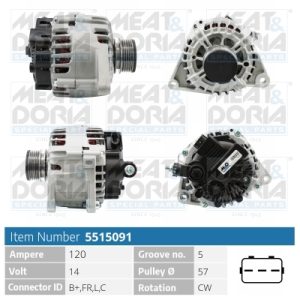 Alternator HYUNDAI ix20 (JC) 1.4 CRDi diesel 90 cai MEAT DORIA 5515091