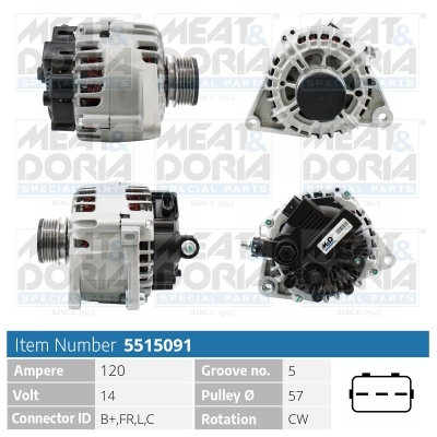 Alternator HYUNDAI ix20 (JC) 1.6 CRDI diesel 128 cai MEAT DORIA 5515091
