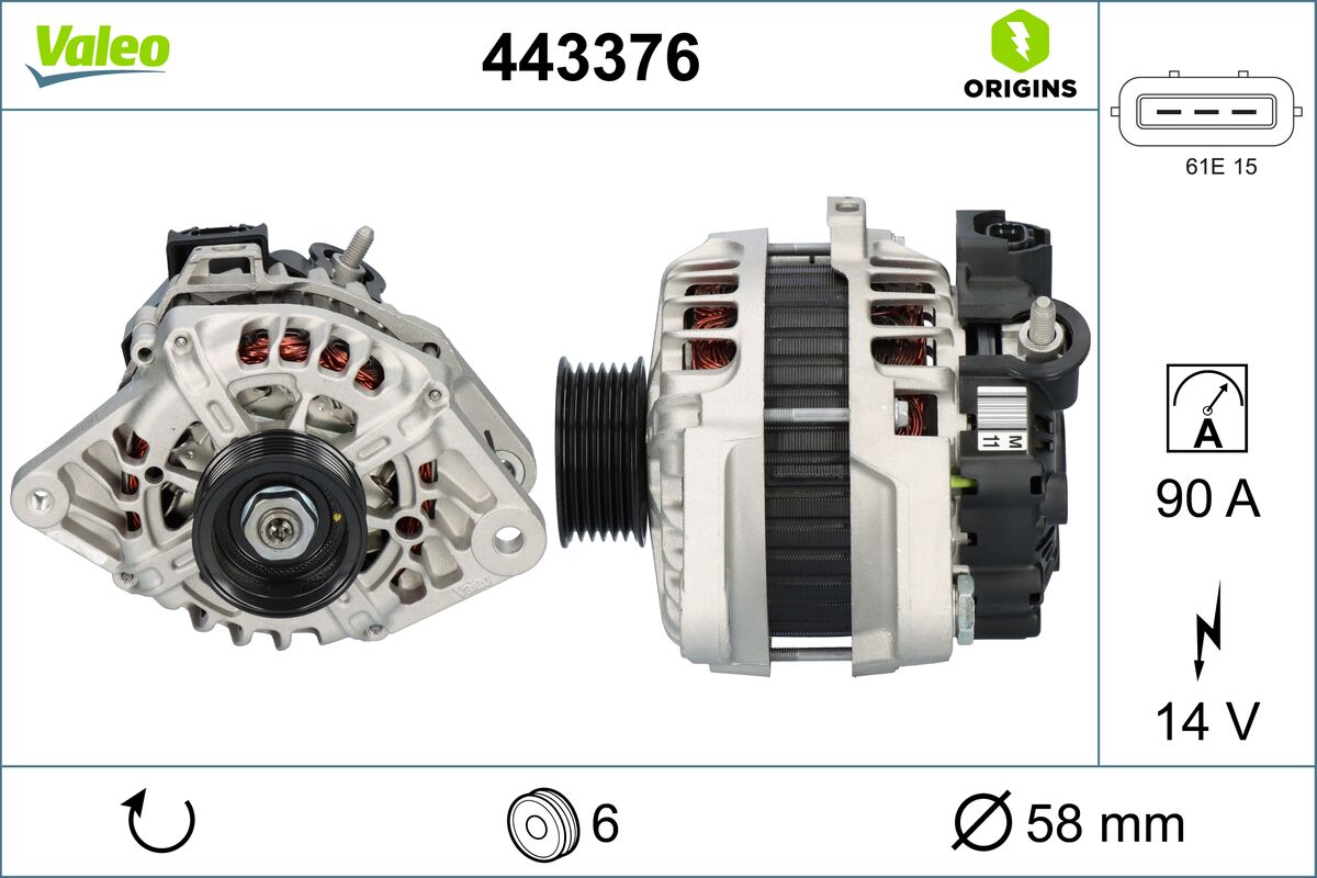 Alternator HYUNDAI i30 (FD) 1.6 benzina 126 cai VALEO 443376