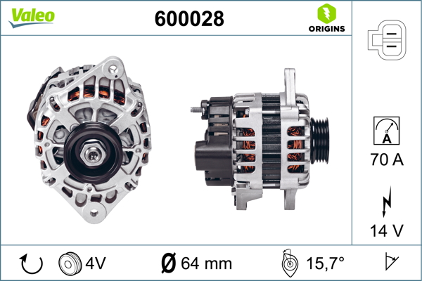 Alternator HYUNDAI i10 I (PA) 1.1 benzina 69 cai VALEO 600028