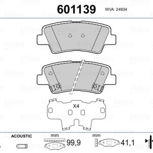 Set placute frana VALEO 601139 – HYUNDAI | AutoRival