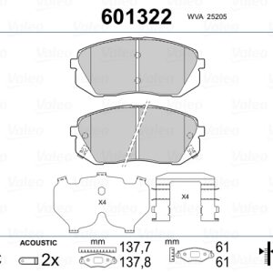 Set placute frana VALEO 601322 – HYUNDAI | AutoRival