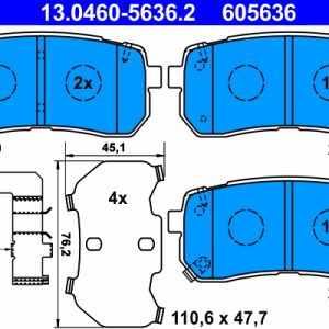 Set placute frana ATE 13.0460-5636.2