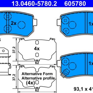 Set placute frana ATE 13.0460-5780.2