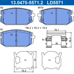 Set placute frana ATE 13.0470-5571.2