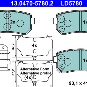 Set placute frana ATE 13.0470-5780.2