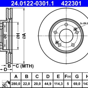 Disc frana ATE 24.0122-0301.1