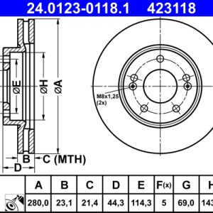 Disc frana ATE 24.0123-0118.1
