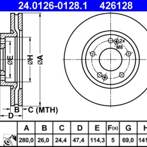 Disc frana ATE 24.0126-0128.1