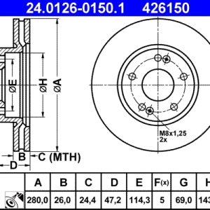 Disc frana ATE 24.0126-0150.1