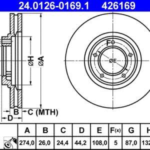 Disc frana ATE 24.0126-0169.1