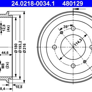 Tambur frana ATE 24.0218-0034.1