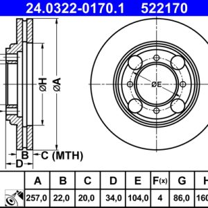 Disc frana ATE 24.0322-0170.1