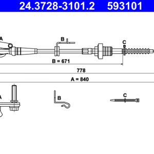 Cablu ambreiaj ATE 24.3728-3101.2