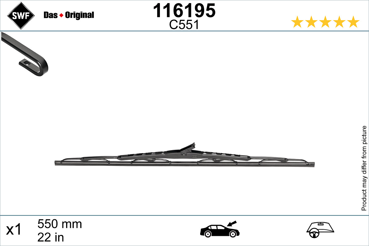 Lamela stergator SWF 116195 ISUZU D-MAX I (TFR, TFS) 2,499 cmc (4JA1-TC) diesel 77 SWF 116195 - imagine piesă auto ISUZU