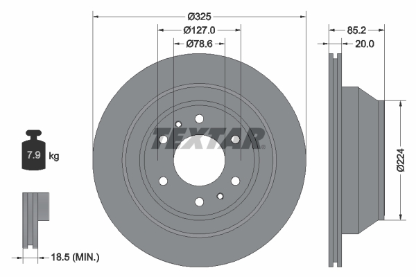 Disc frana TEXTAR 92271103 ISUZU ASCENDER 4,157 cmc (LL8(254CUL6) benzina 295 TEXTAR 92271103 - imagine piesă auto ISUZU