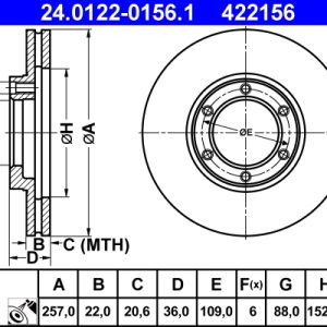 Disc frana ATE 24.0122-0156.1 ISUZU D-MAX I (TFR, TFS) 2,499 cmc (4JA1-TC) diesel 101 ATE 24.0122-0156.1 - imagine piesă auto ISUZU