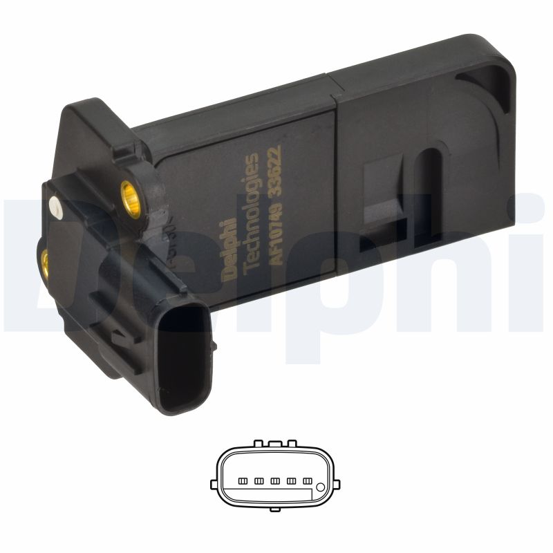 Senzor debit aer DELPHI AF10749-12B1 ISUZU D-MAX I (TFR, TFS) 2,999 cmc (4JH1-TC) diesel 136 DELPHI AF10749-12B1