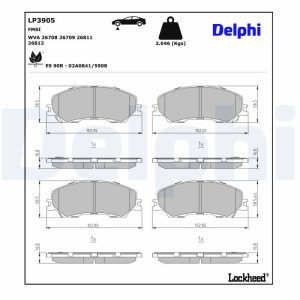 Set placute frana DELPHI LP3905 ISUZU D-MAX III (TFR, TFS) 1,898 cmc (RZ4E-TCX) diesel 163 DELPHI LP3905