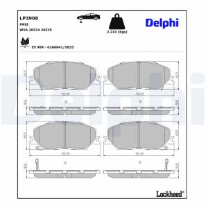 Set placute frana DELPHI LP3906 ISUZU D-MAX III (TFR, TFS) 1,898 cmc (RZ4E-TC) diesel 150 DELPHI LP3906