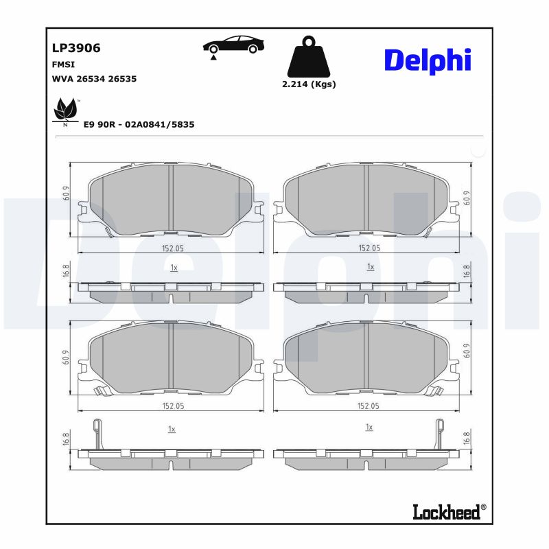 Set placute frana DELPHI LP3906 ISUZU D-MAX III (TFR, TFS) 1,898 cmc (RZ4E-TC) diesel 150 DELPHI LP3906