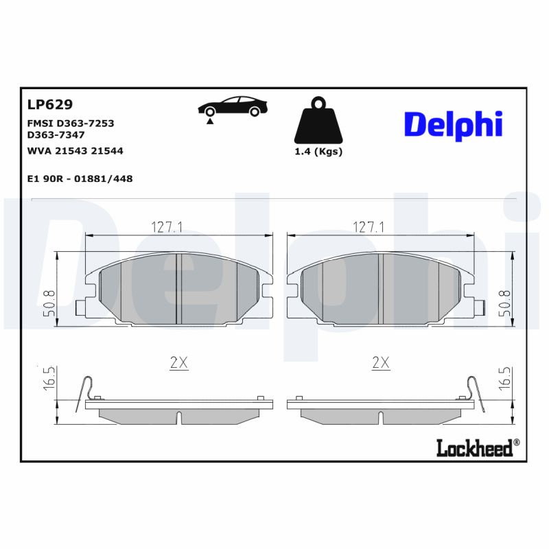 Set placute frana DELPHI LP629 ISUZU CAMPO (KB) 2,238 cmc (C223) diesel 53 DELPHI LP629