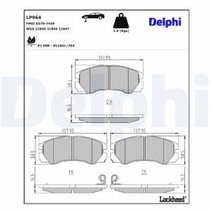 Set placute frana DELPHI LP964 ISUZU TROOPER II AUTOTURISM DE TEREN, DESCHIS 3,165 cmc (6VD1 (SOHC) benzina 177 DELPHI LP964
