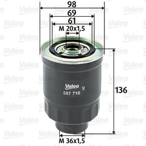 Filtru combustibil VALEO 587716 ISUZU TROOPER I (UBS) 2,238 cmc (C223-T) diesel 72 VALEO 587716