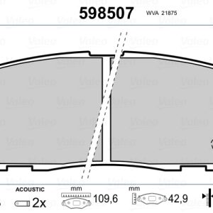 Set placute frana VALEO 598507 ISUZU D-MAX I (TFR, TFS) 2,999 cmc (4JJ1-TC, 4JJ1E4C-L) diesel 163 VALEO 598507