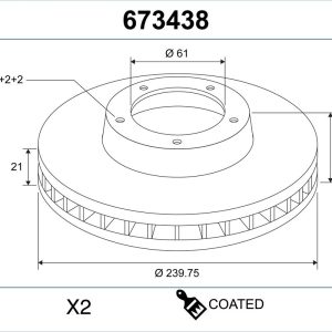 Disc frana VALEO 673438 ISUZU TROOPER III AUTOTURISM DE TEREN, DESCHIS 2,999 cmc (4JX1T) diesel 160 VALEO 673438