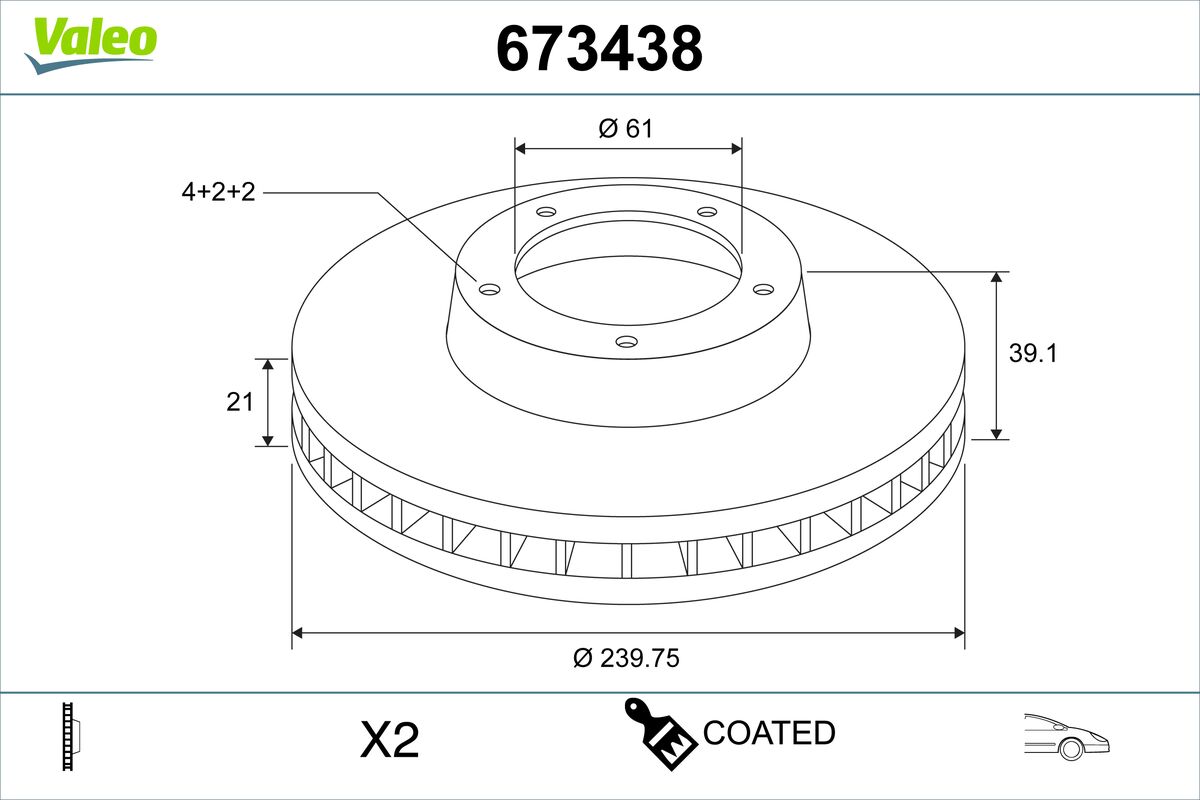 Disc frana VALEO 673438 ISUZU TROOPER III 2,999 cmc (4JX1) diesel 159 VALEO 673438