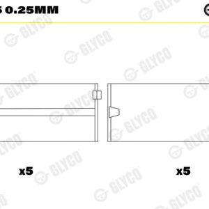 Cuzineti arbore cotit GLYCO H1127/5 0.25mm ISUZU GEMINI limuzina (JT) 1,488 cmc (4EC1T) diesel 67 GLYCO H1127/5 0.25mm