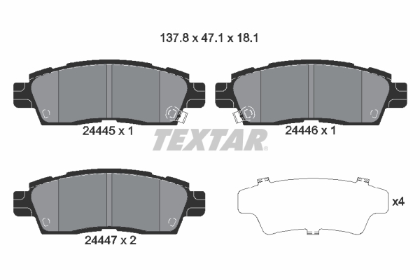 Set placute frana TEXTAR 2444501 ISUZU ASCENDER 5,328 cmc (LH6(325CUV8) benzina 305 TEXTAR 2444501