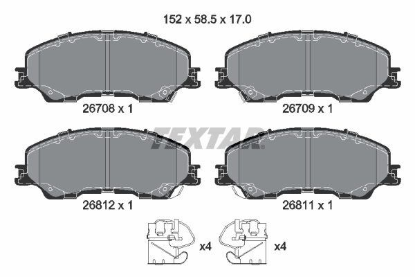 Set placute frana TEXTAR 2670801 ISUZU D-MAX III platou / sasiu (TFR, TFS) 1,898 cmc (RZ4E-TCX) diesel 163 TEXTAR 2670801