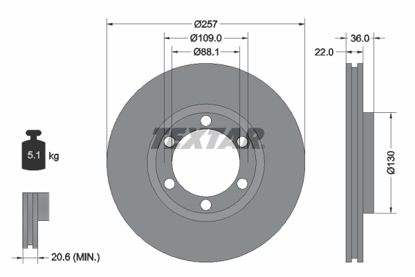 Disc frana TEXTAR 92075800 ISUZU TROOPER I (UBS) 2,771 cmc (4JB1-TC) diesel 106 TEXTAR 92075800