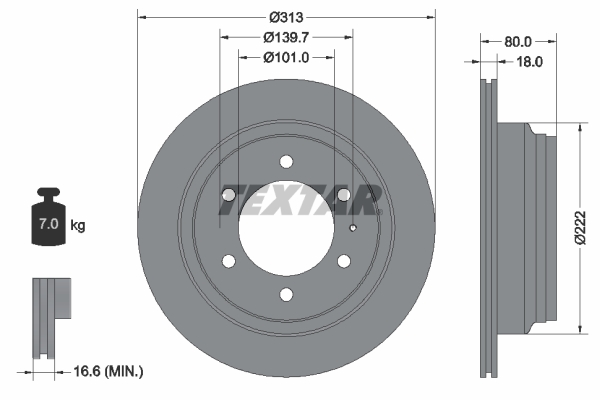 Disc frana TEXTAR 92091600 ISUZU TROOPER III 2,999 cmc (4JX1) diesel 159 TEXTAR 92091600