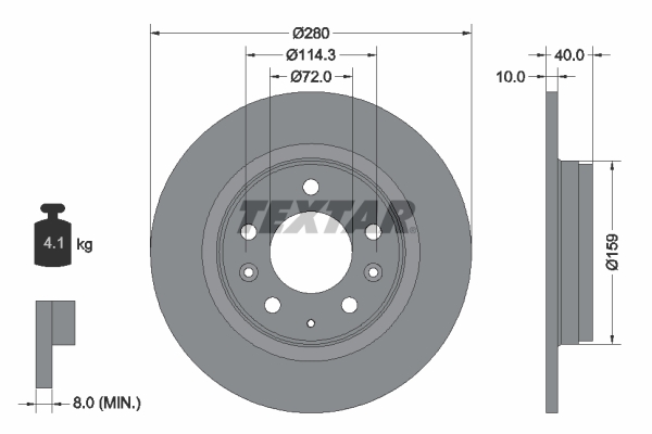 Disc frana TEXTAR 92125603 ISUZU IMPULSE 1,588 cmc (4XE1-V) benzina 97 TEXTAR 92125603