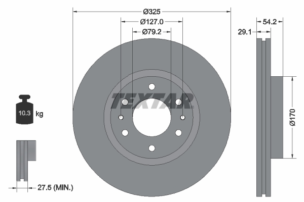 Disc frana TEXTAR 92226200 ISUZU ASCENDER 5,327 cmc (LM4) benzina 299 TEXTAR 92226200