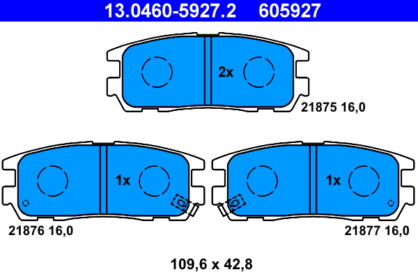 Set placute frana ATE 13.0460-5927.2 ISUZU TROOPER III 2,999 cmc (4JX1) diesel 159 ATE 13.0460-5927.2