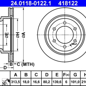 Disc frana ATE 24.0118-0122.1 ISUZU TROOPER III 3,494 cmc (6VE1) benzina 215 ATE 24.0118-0122.1